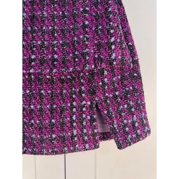MOTF Tweed Mini Skirt Pink Multicolor Textured High Waist Preppy Chic Size S - Picture 2 of 7